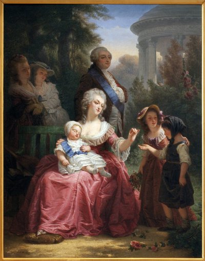 Francuska rodzina królewska w Trianon, c.1860 autorstwa Charles Louis Lucien Muller