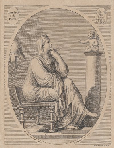 Grandeur de la pierre, według Eliz. Cheron, 1665-1728. autorstwa Charles Louis Simonneau