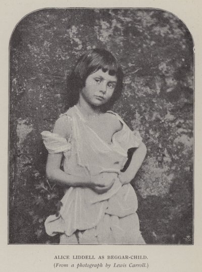 Alice Liddell jako żebrak-dziecko (czarno-białe zdjęcie) autorstwa Charles Lutwidge Dodgson