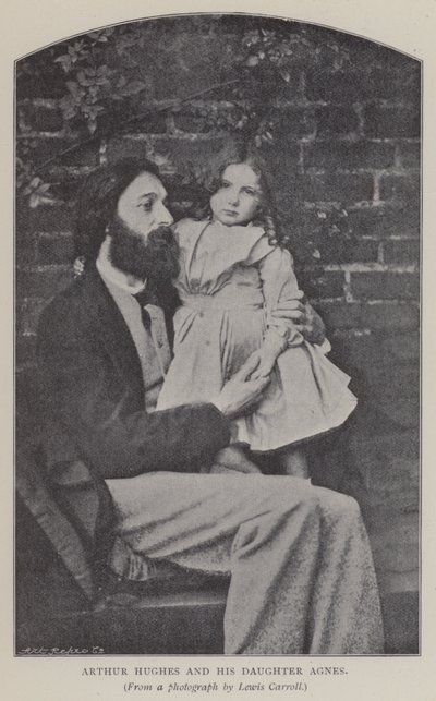 Arthur Hughes i jego córka Agnes (czarno-białe zdjęcie) autorstwa Charles Lutwidge Dodgson