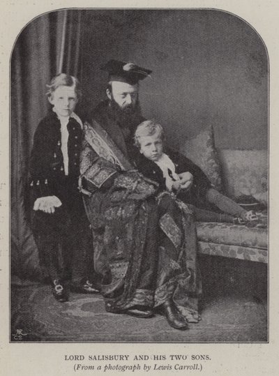 Lord Salisbury i jego dwaj synowie (zdjęcie czarno-białe) autorstwa Charles Lutwidge Dodgson