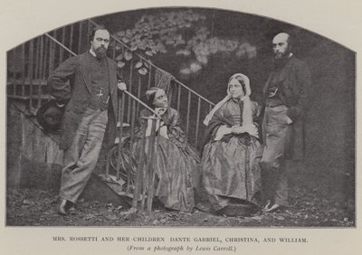 Pani Rossetti i jej dzieci Dante Gabriel, Christina i William (zdjęcie czarno-białe) autorstwa Charles Lutwidge Dodgson