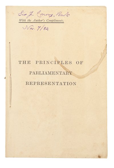 Strona tytułowa „Zasad reprezentacji parlamentarnej” autorstwa Charles Lutwidge Dodgson