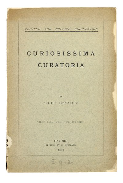 Strona tytułowa „Curiosissima Curatoria” autorstwa „Rude Donatus”, Oxford autorstwa Charles Lutwidge Dodgson