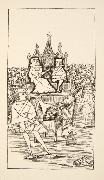 Próba Waleta Serc, ilustracja z filmu Alices Adventures Under Ground, wyd. 1886 (faksymile) autorstwa Charles Lutwidge Dodgson