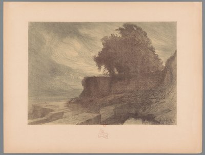 Ruiny bastionu z armatą i drzewem Krajobrazy (tytuł serii) Suite des Paysages (tytuł serii) autorstwa Charles Marie Dulac