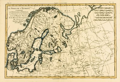 Europa północna, w tym Dania, Norwegia, Szwecja i Laponia, z większością zachodniej Rosji, z Atlas de Toutes les Parties Connues du Globe Terrestre Guillaume