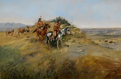 Polowanie na bizony, 1891 autorstwa Charles Marion Russell