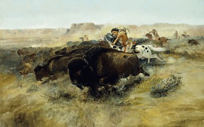 Polowanie na bizony nr. 7, 1892-1895 autorstwa Charles Marion Russell