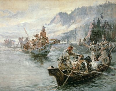 Lewis i Clark na rzece Lower Columbia autorstwa Charles Marion Russell
