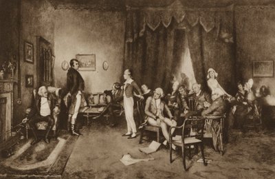 Spotkanie Roberta Burnsa i Sir Waltera Scotta, Edynburg (lito) autorstwa Charles Martin (after) Hardie
