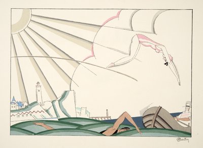 Bain de Mer z Sports & Entertainment, wyd. 1914 (odbitka szablonowa) autorstwa Charles Martin