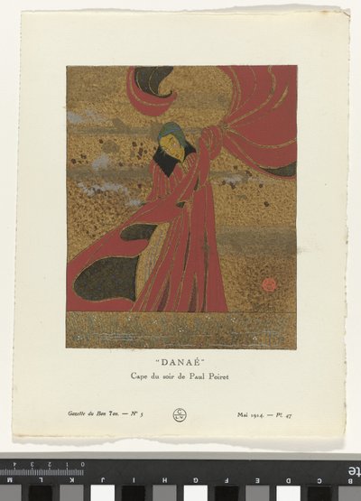 Gazette du Bon Ton, 1914 - nr 5, pl. 47: Danae / Evening Cape Paula Poireta (tytuł na obiekcie) autorstwa Charles Martin