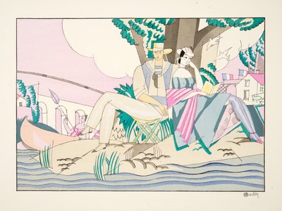 La Peche z Sports & Entertainment, pub. 1914 (odbitka szablonowa) autorstwa Charles Martin