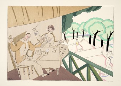 Le Tennis, od Sports & Entertainment, pub. 1914 (odbitka szablonowa) autorstwa Charles Martin