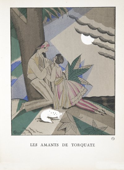 Les Amants de Torquate, z kolekcji Fashion Plates, 1921 (odbitka szablonowa) autorstwa Charles Martin