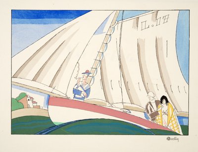 Jachting z Sports & Divertissements, wyd. 1914 (druk pochoir) autorstwa Charles Martin