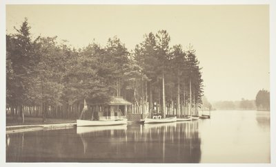 Bez tytułu, ok. 1850. [Łódź na jeziorze w Bois de Boulogne, park w Paryżu]. autorstwa Charles Marville