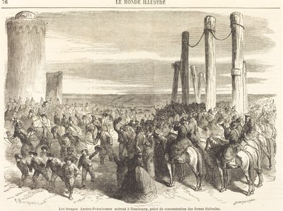 Wojska austriacko-pruskie wkraczające do Hamburga... [górna połowa] autorstwa Charles Maurand after Godefroy Durand