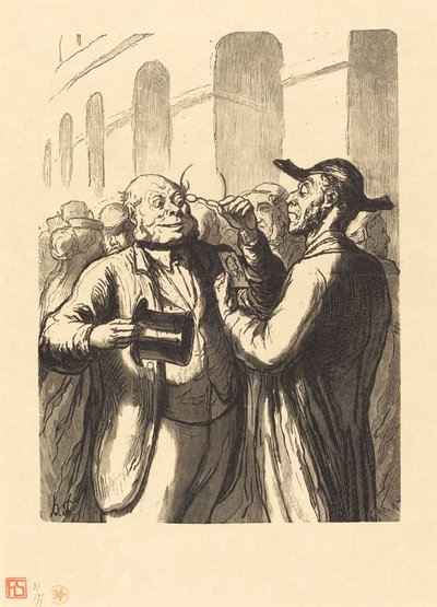 Wystawa uniwersalna: Przegląd fotografii przy bramkach obrotowych autorstwa Charles Maurand after Honoré Daumier