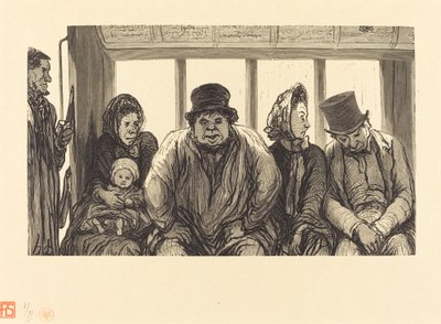 Wnętrze omnibusa autorstwa Charles Maurand after Honoré Daumier