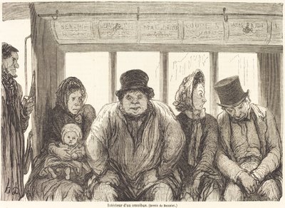 Wnętrze omnibusa [dolna połowa] autorstwa Charles Maurand after Honoré Daumier