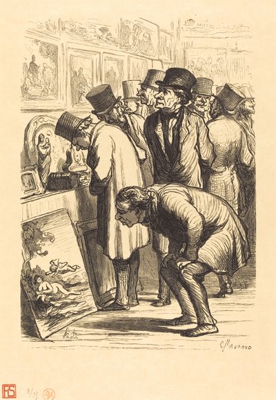 Sala Hotelu Drouot w dzień wystawienniczy autorstwa Charles Maurand after Honoré Daumier