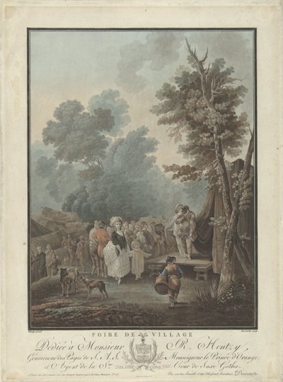 wiejski festiwal Foire de Village (tytuł na obiekcie) Cztery sceny rodzajowe (tytuł serialu) autorstwa Charles Melchior Descourtis