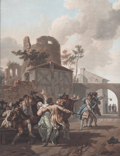 Bójka La Rixe, ca. 1792. autorstwa Charles Melchior Descourtis