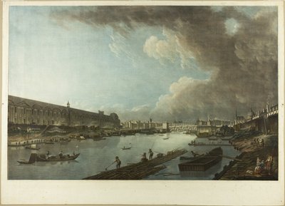 Widok na Tuileries, Luwr i Pont Neuf autorstwa Charles Melchior Descourtis