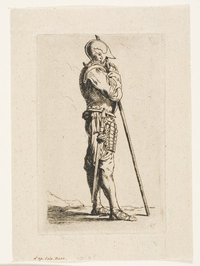 Stojący żołnierz, z profilu autorstwa Charles Meryon