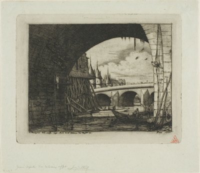 Łuk Pont Notre-Dame, Paryż autorstwa Charles Meryon