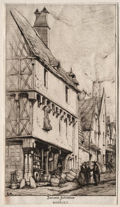 Stary Dom w Bourges, czasami nazywany Domem Muzyków, 1860. autorstwa Charles Meryon