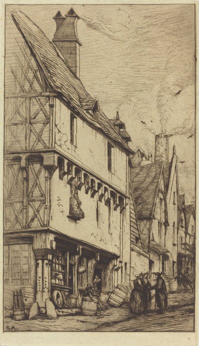 Stary dom w Bourges, zwany "La Maison du Musicien" (Stary Dom w Bourges, Czasem Nazywany "Domem Muzyka") autorstwa Charles Meryon