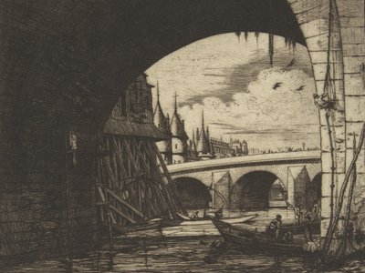 Brama, Pont Notre-Dame, Paryż, 1853. autorstwa Charles Meryon