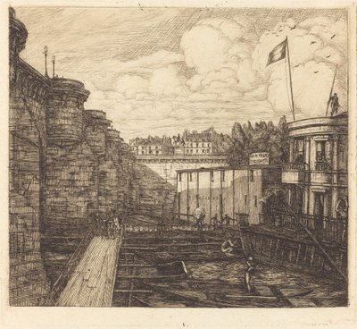 Zakład zimnej łaźni Chevrier, czasami nazywany „łaźnią szkolną”) autorstwa Charles Meryon