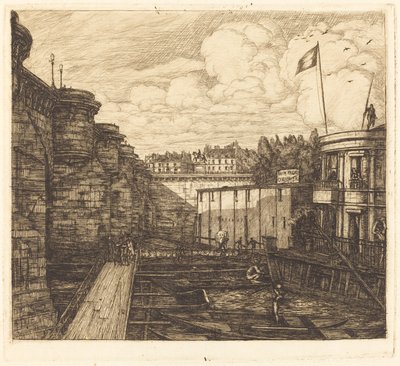 Zakład zimnej łaźni Chevrier, czasami nazywany „łaźnią szkolną”) autorstwa Charles Meryon