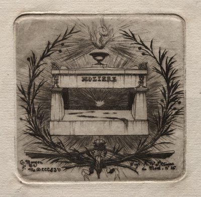 Akwaforty Paryża: Grób Moliera na cmentarzu Pere Lachaise autorstwa Charles Meryon
