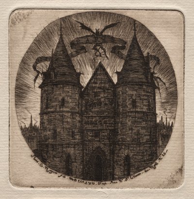 Akwaforty Paryża: Stara Brama Pałacu Sprawiedliwości, 1854. autorstwa Charles Meryon