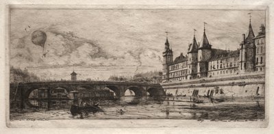 Akwaforty Paryża: The Exchange Bridge, 1854. autorstwa Charles Meryon