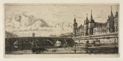 Akwaforty Paryża: The Exchange Bridge, 1854. autorstwa Charles Meryon
