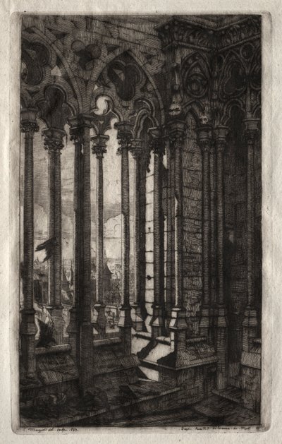 Akwaforty Paryża: Galeria Notre Dame, 1853. autorstwa Charles Meryon