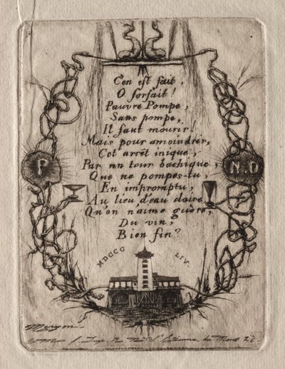Akwaforty Paryża: Pompa Notre Dame, mały talerz, 1854. autorstwa Charles Meryon