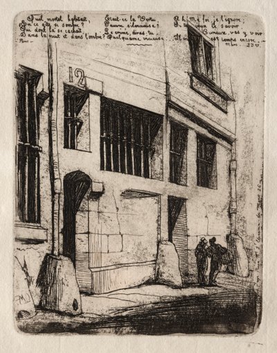 Akwaforty Paryża: The Street of the Bad Boys, 1854. autorstwa Charles Meryon