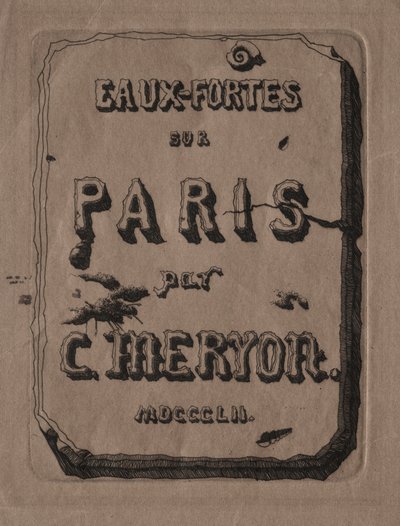 Akwaforty Paryża: Strona tytułowa, 1852. autorstwa Charles Meryon