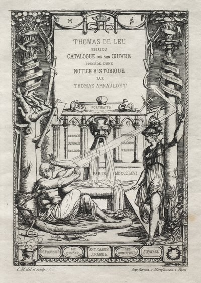 Frontyspis do katalogu rycin Thomasa de Leu autorstwa Charles Meryon