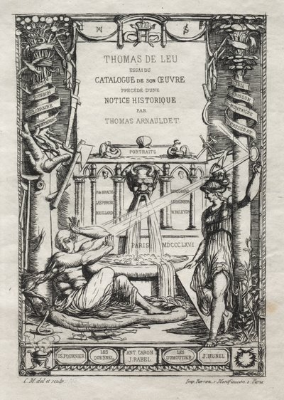 Frontyspis do katalogu rycin Thomasa de Leu, 1866. autorstwa Charles Meryon