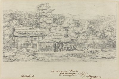 Rodzime spichlerze i mieszkania w Akaroa na wyspie Banks autorstwa Charles Meryon