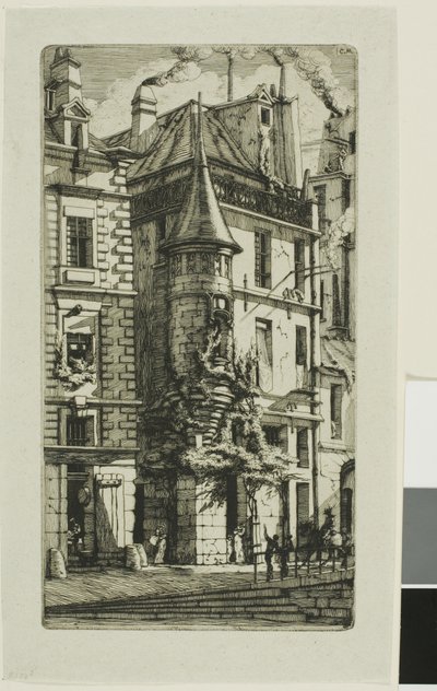 Dom z wieżyczką, rue de la Tixéranderie autorstwa Charles Meryon