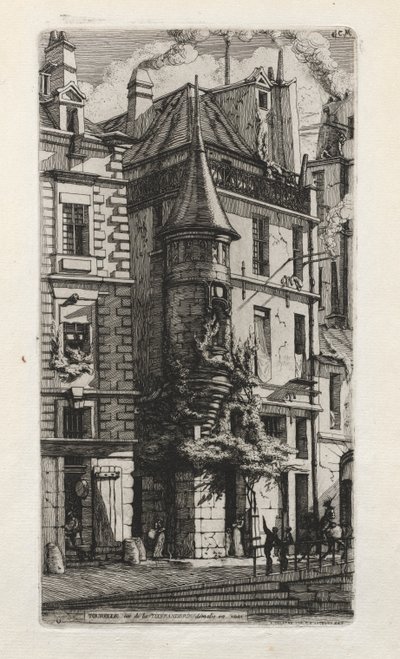 Dom z wieżyczką, rue de la Tixéranderie, Paryż autorstwa Charles Meryon